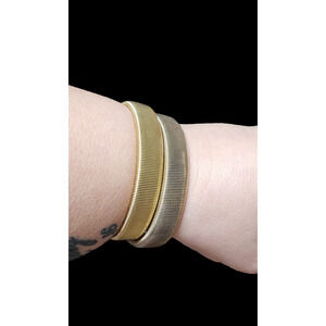 Vintage Bracelet Set 2PC Art Deco 2 1/2" Diameter Chic Spring Bangel